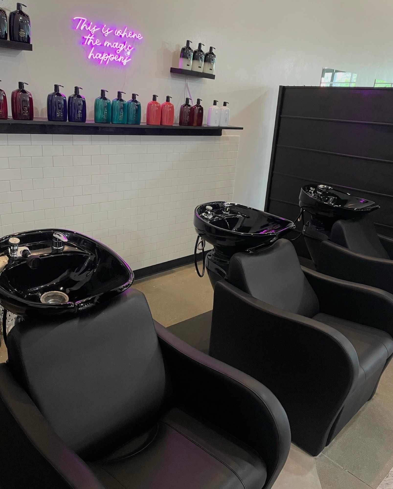 Inside Paige & Co. Salon — wash stations